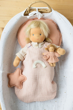 Anfertigung Schlafsack puder mit Regenbogen f&uuml;r 45 cm Puppe