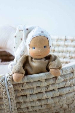 Minischlamperle camel mit Blümchenmütze 22 cm