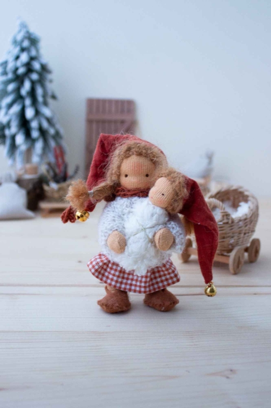 Anfertigung Biegep&uuml;ppchen Wichtel-Mama Hanna mit Baby