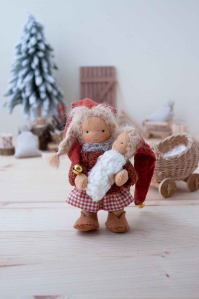 Anfertigung Biegepüppchen Wichtel-Mama Lumi mit Baby