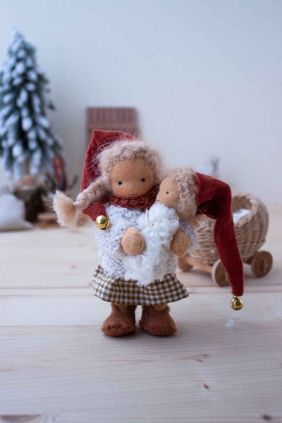 Anfertigung Biegepüppchen Wichtel-Mama Hildi mit Baby