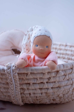 Minischlamperle pfirsich mit Blümchenmütze 22 cm