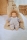 Minilie Junge im gestreiften Pullover und beigelfarbener Latzhose 12 cm