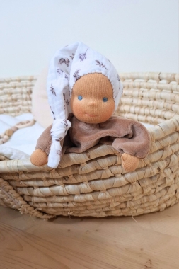 Minischlamperle braun mit Maus und Häschen-Mütze 22 cm